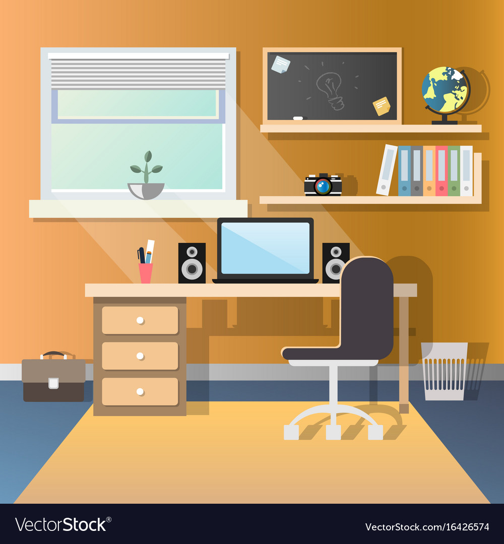 Teenage guy room with workplace
