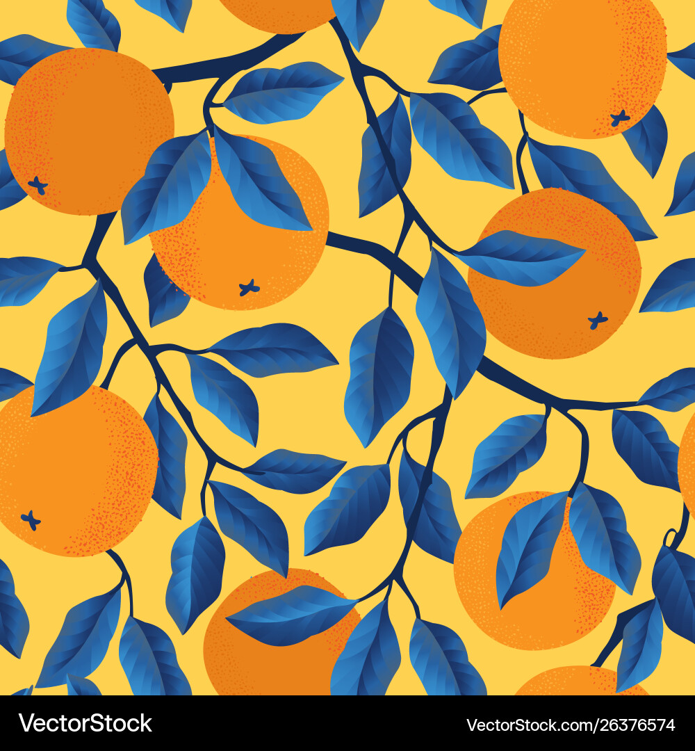 Tropical seamless pattern with oranges Royalty Free Vector