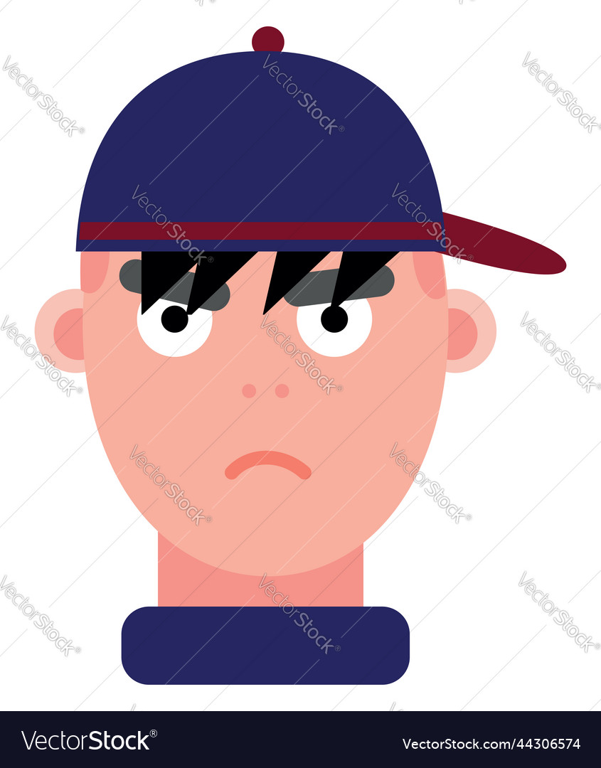 Unhappy boy with hat on a white background