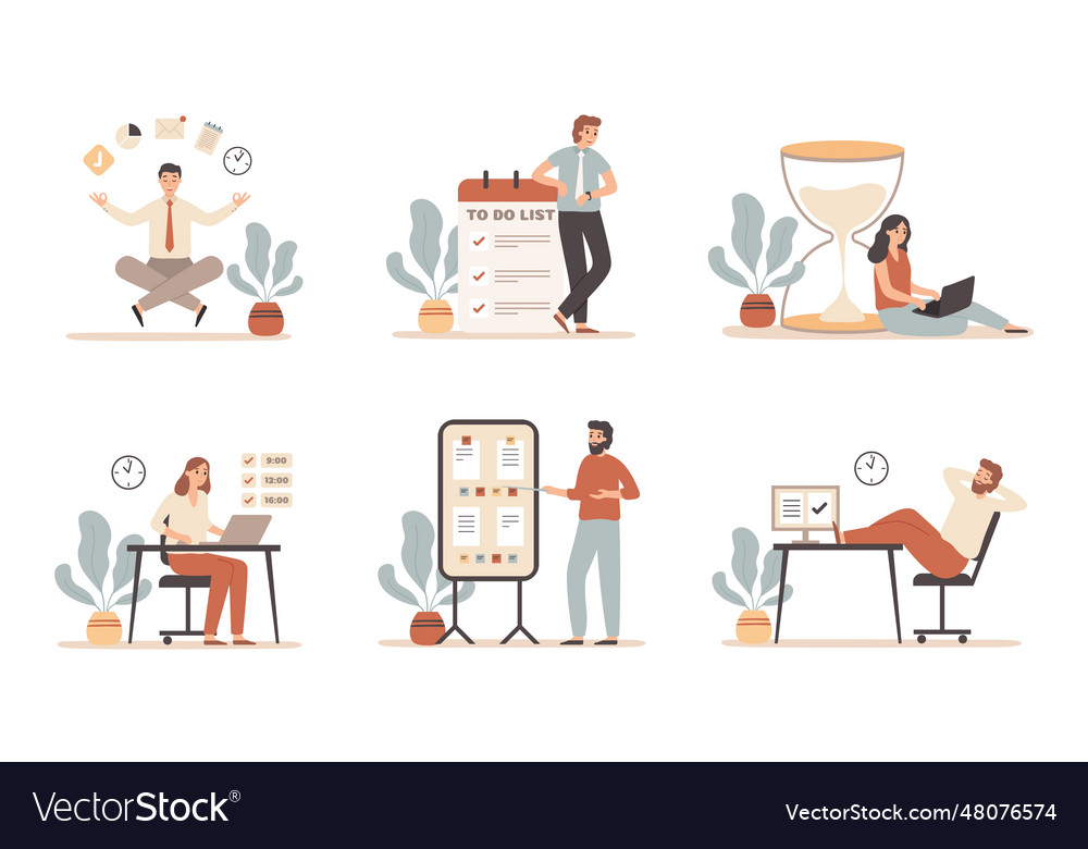 Work time management scheduling tasks deadline vector image Work time management scheduling tasks deadline