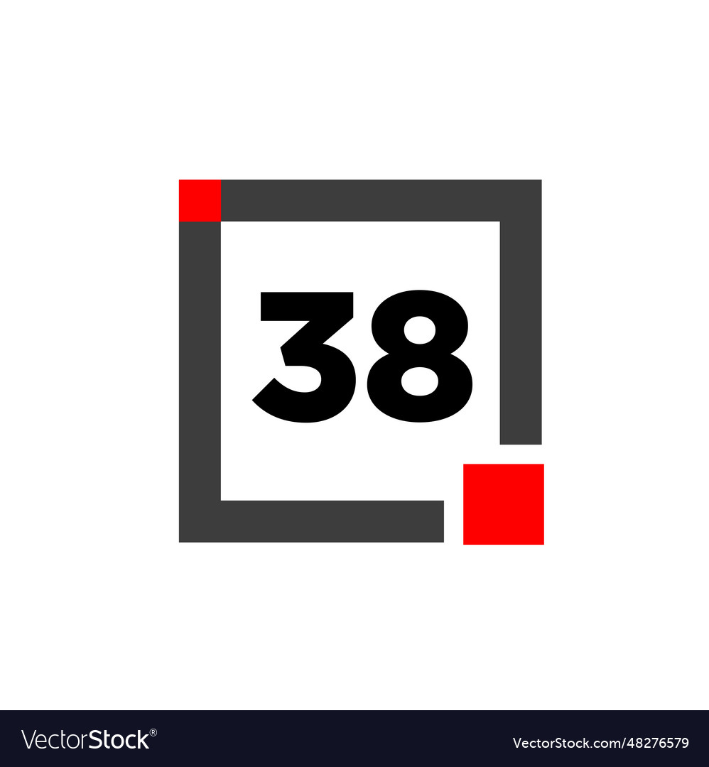 38 number with square icon dot monogram
