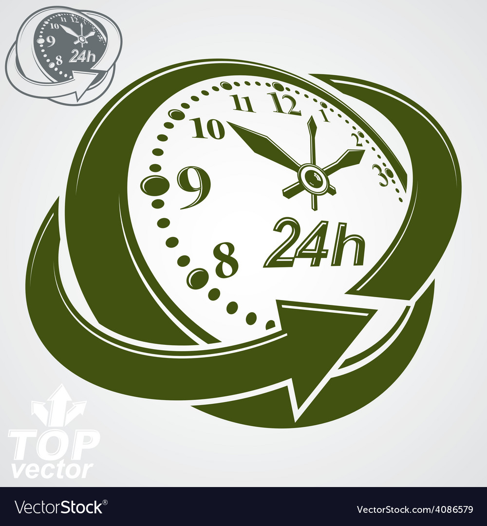 3d round 24 hours clock with arrow around simple