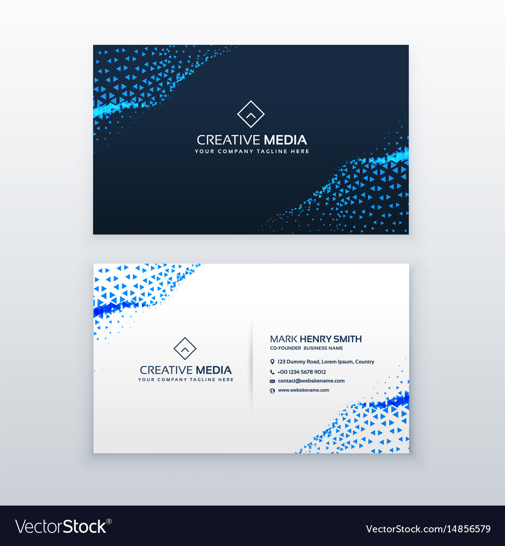 Abstract Blue Business Card with Triangle Patterns