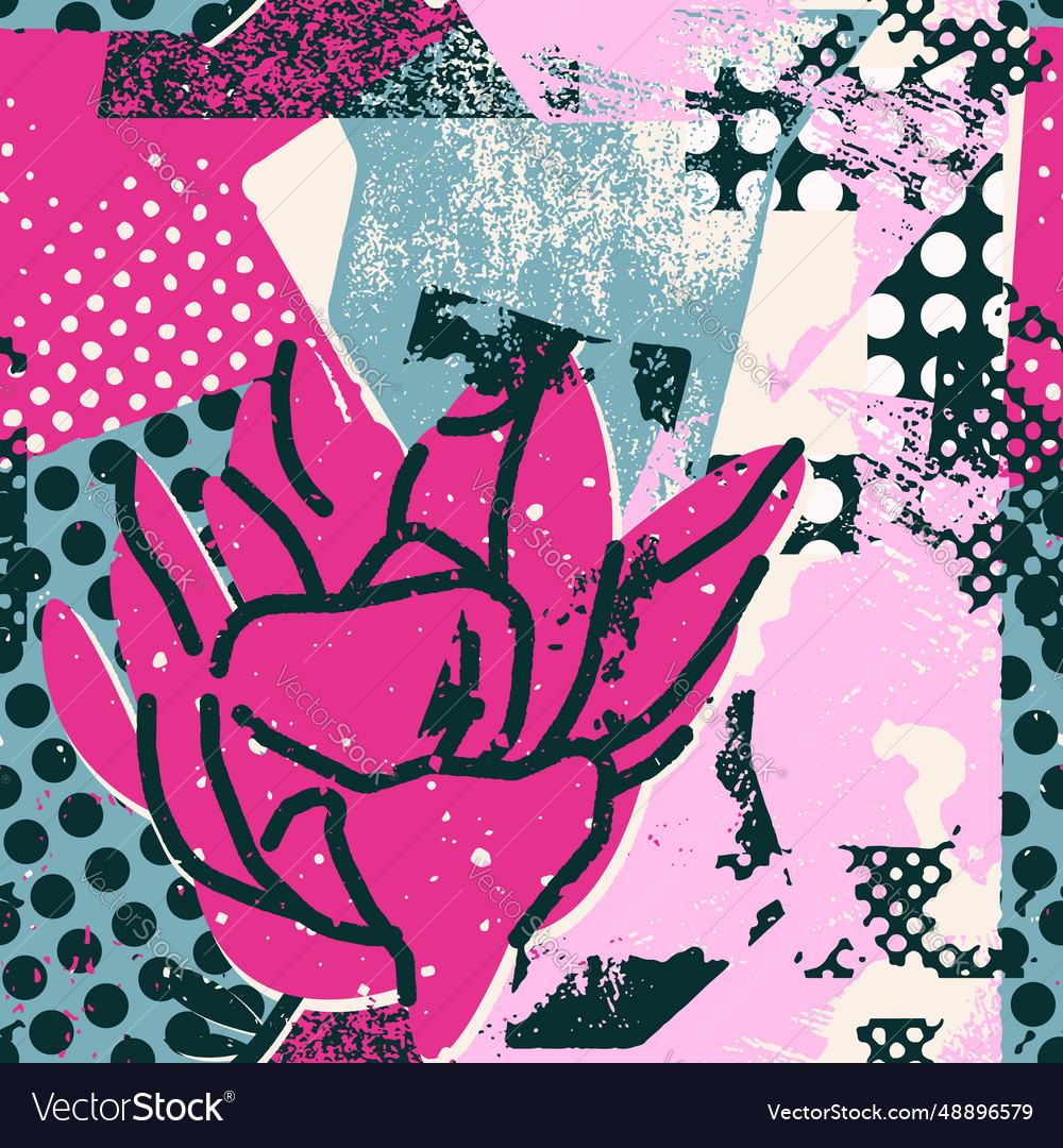 Bright seamless pattern with shapes and flowers