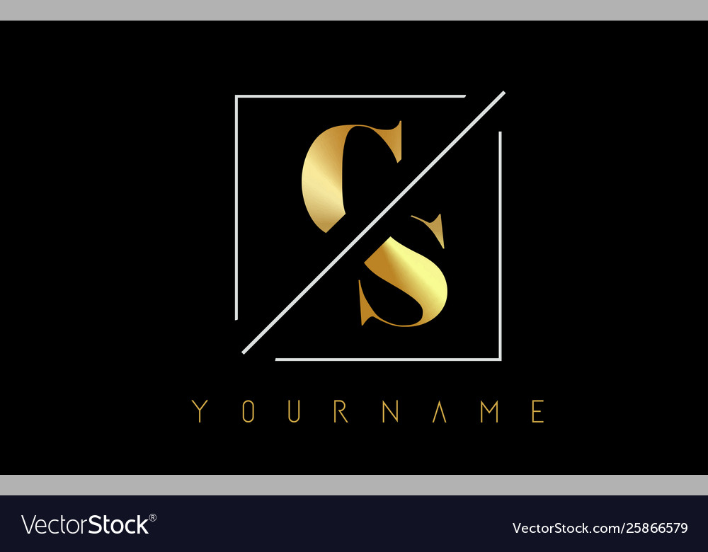 Cs golden letter logo with cutted and intersected Vector Image