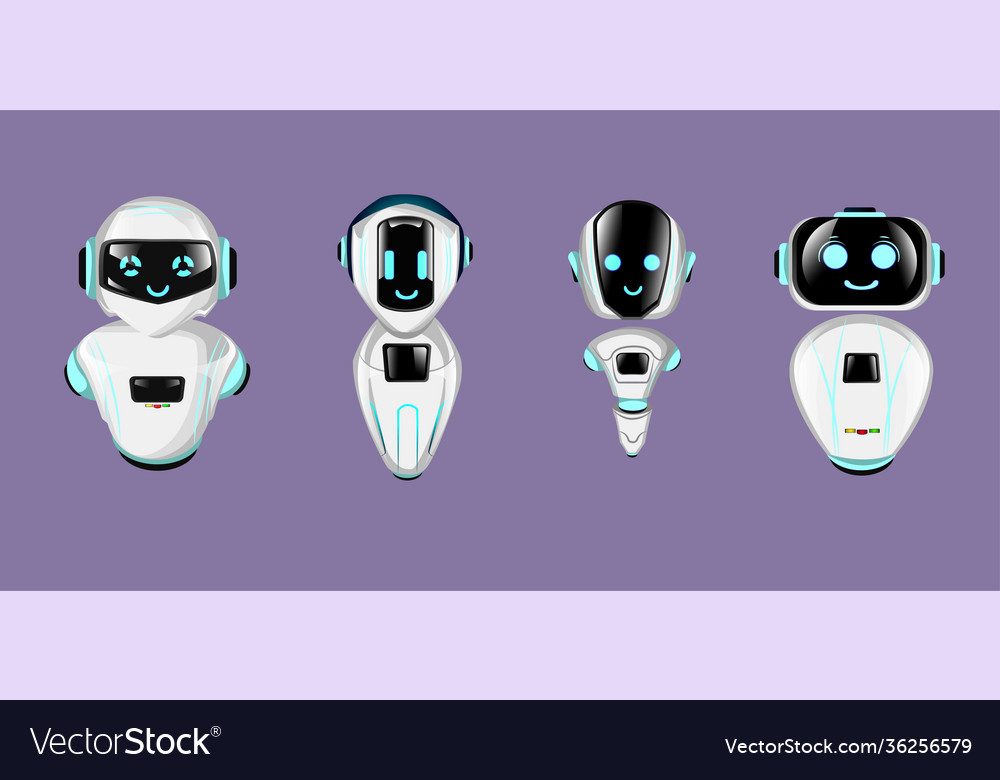 Cute 3d chat bot characters set vector image Cute 3d chat bot characters set