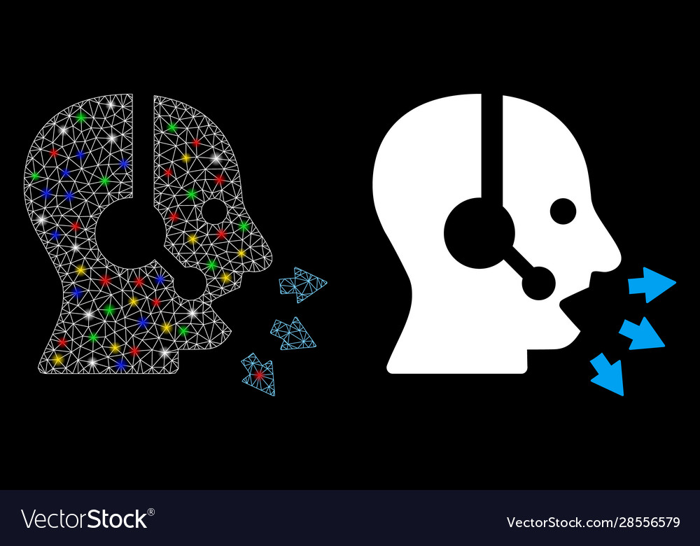 Flare mesh network operator speak icon with vector image Flare mesh network operator speak icon with