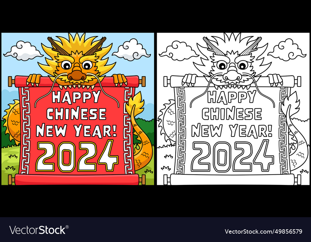 Happy chinese year 2024 coloring