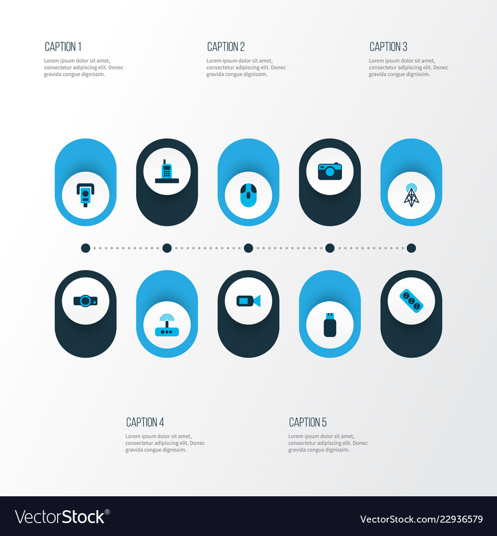 Hardware-Icons farbiges Set mit Camcorder