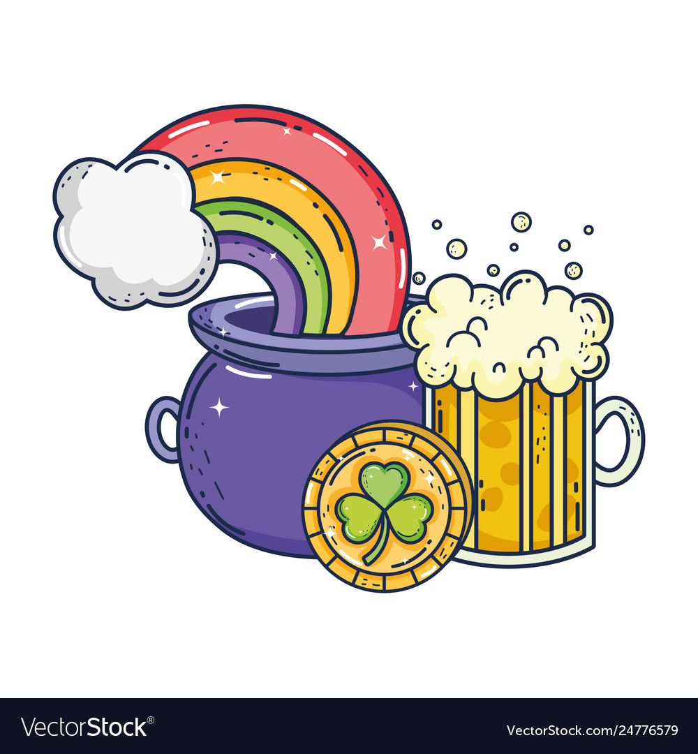 Jar beer and rainbow saint patrick day Royalty Free Vector