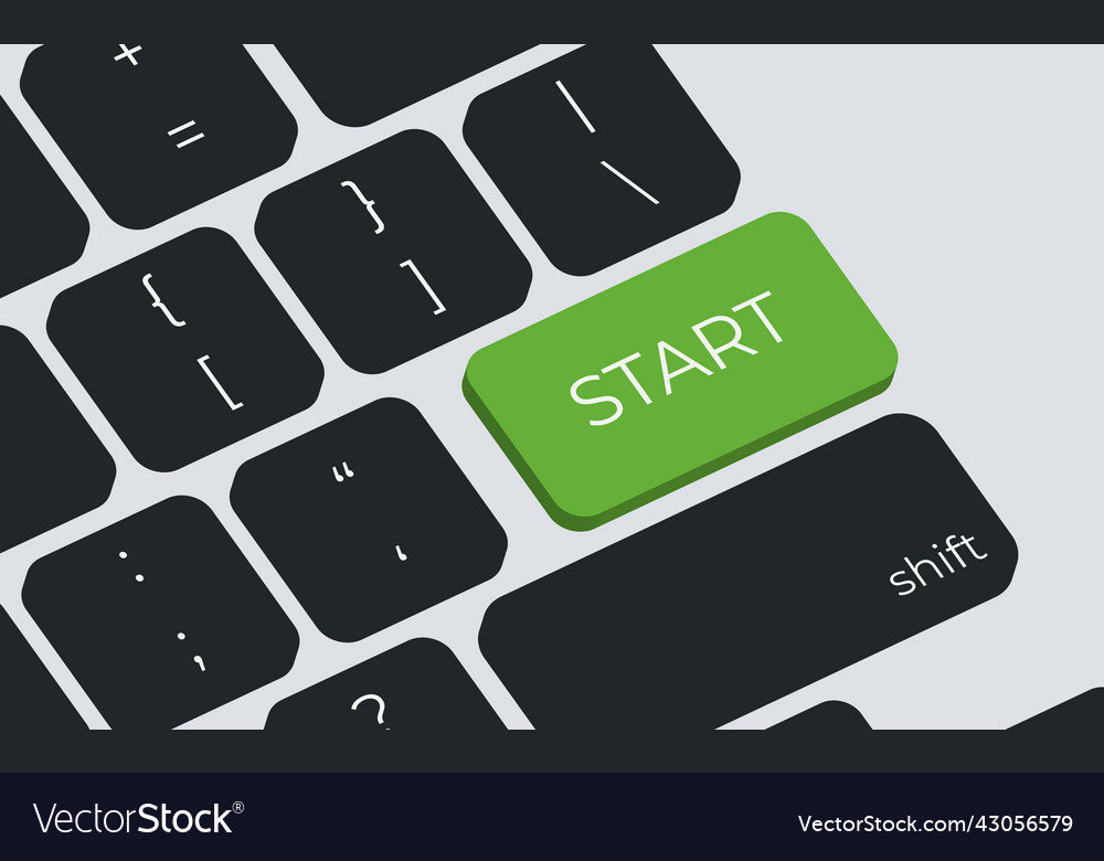 Keyboard with green start power button computer