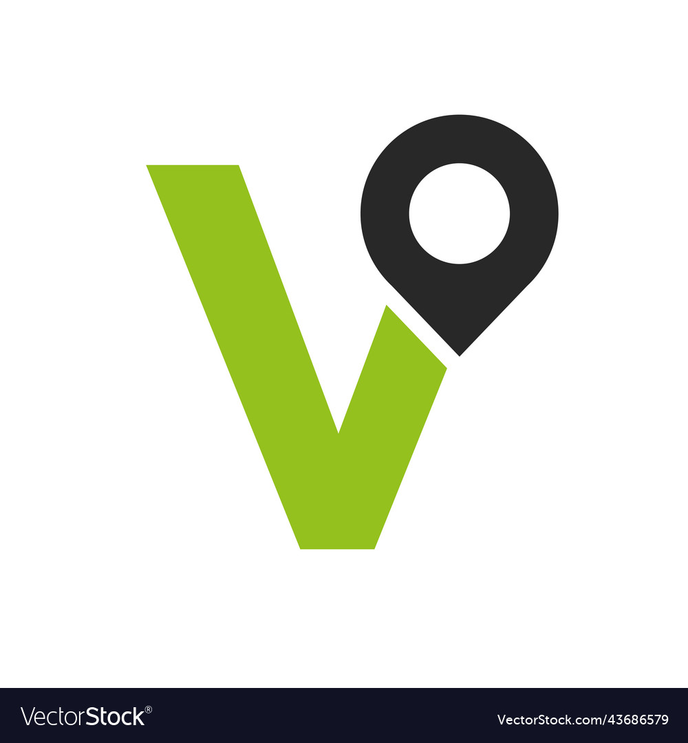 Letter v location logo design sign icon