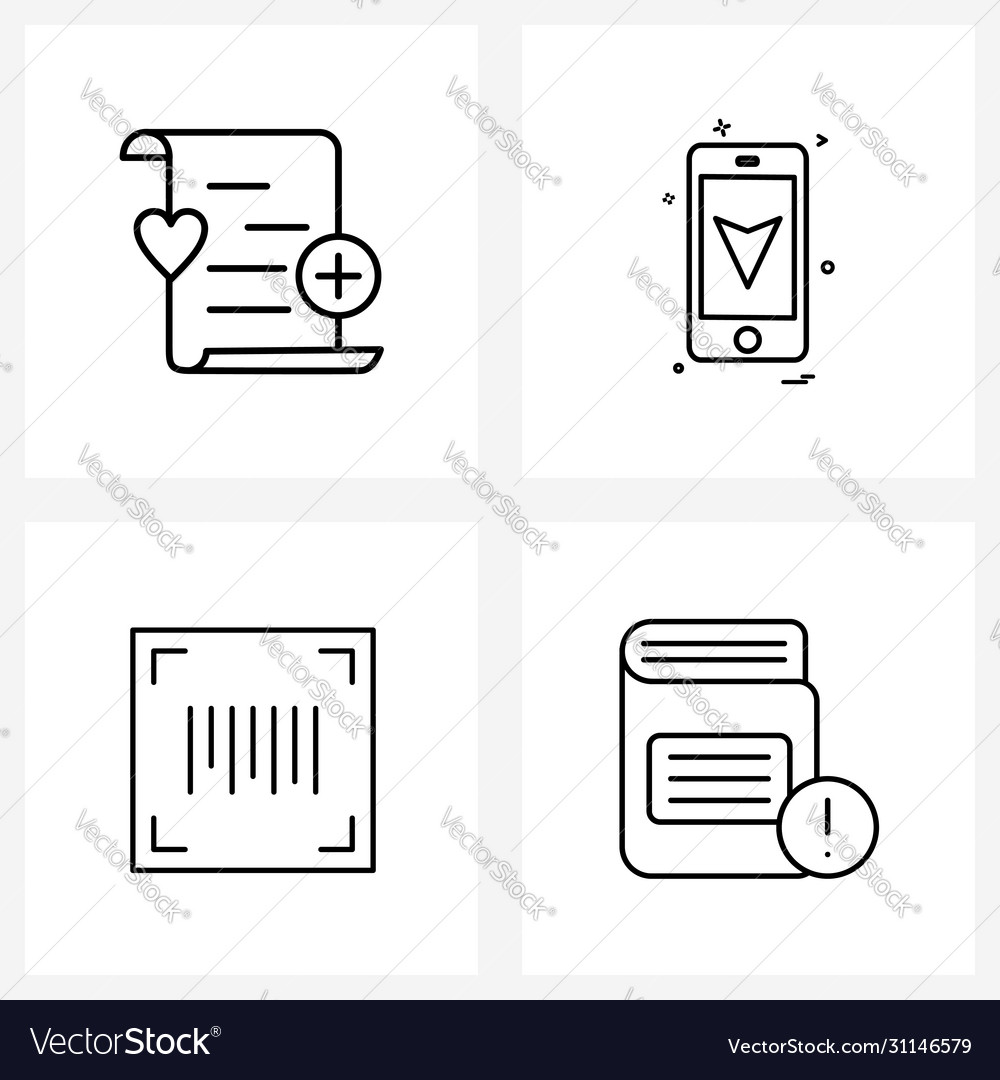 Modern line 4 simple icons file pin