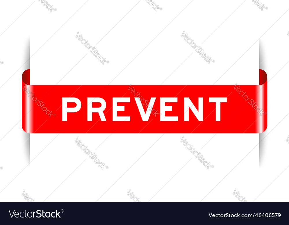 Red color inserted label banner with word prevent vector image Red color inserted label banner with word prevent