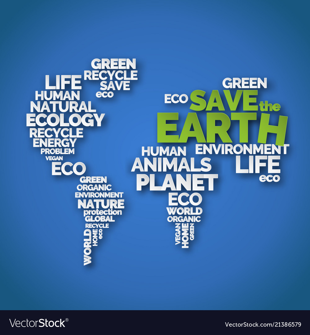 Save the earth paper art typography poster Vector Image