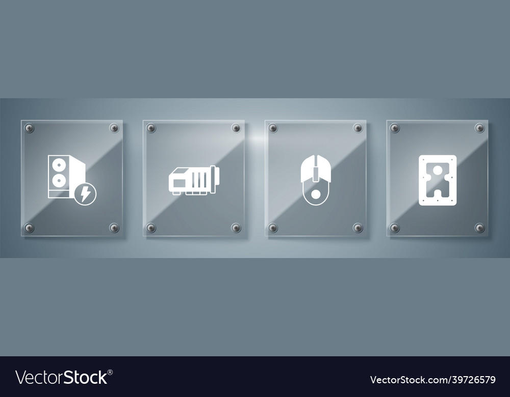 Set hard disk drive hdd computer mouse video vector image Set hard disk drive hdd computer mouse video