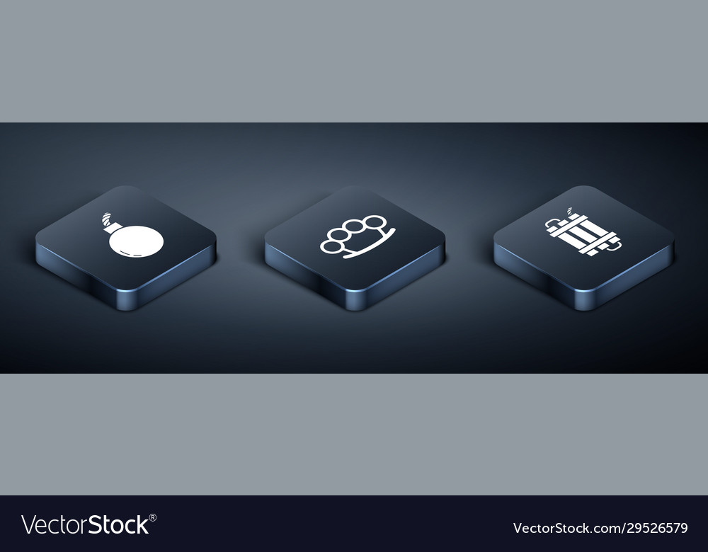 Set isometric bomb ready to explode detonate vector image Set isometric bomb ready to explode detonate