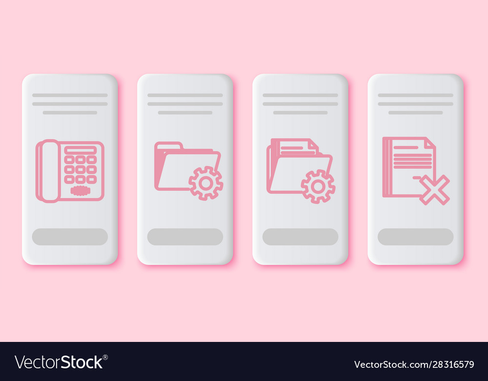 Set line telephone folder settings with gears vector image Set line telephone folder settings with gears