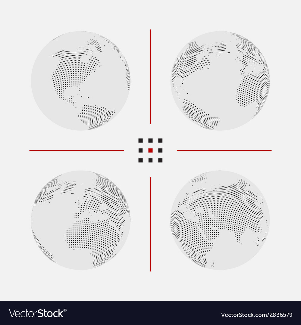 Set of dotted world maps in different resolution