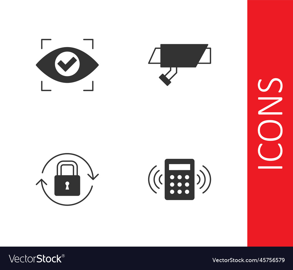 Einstellen der Sicherheits-Tastatur-Zugriffsfeld-Augen-Scan-Verriegelung vector image Einstellen der Sicherheits-Tastatur-Zugriffsfeld-Augen-Scan-Verriegelung