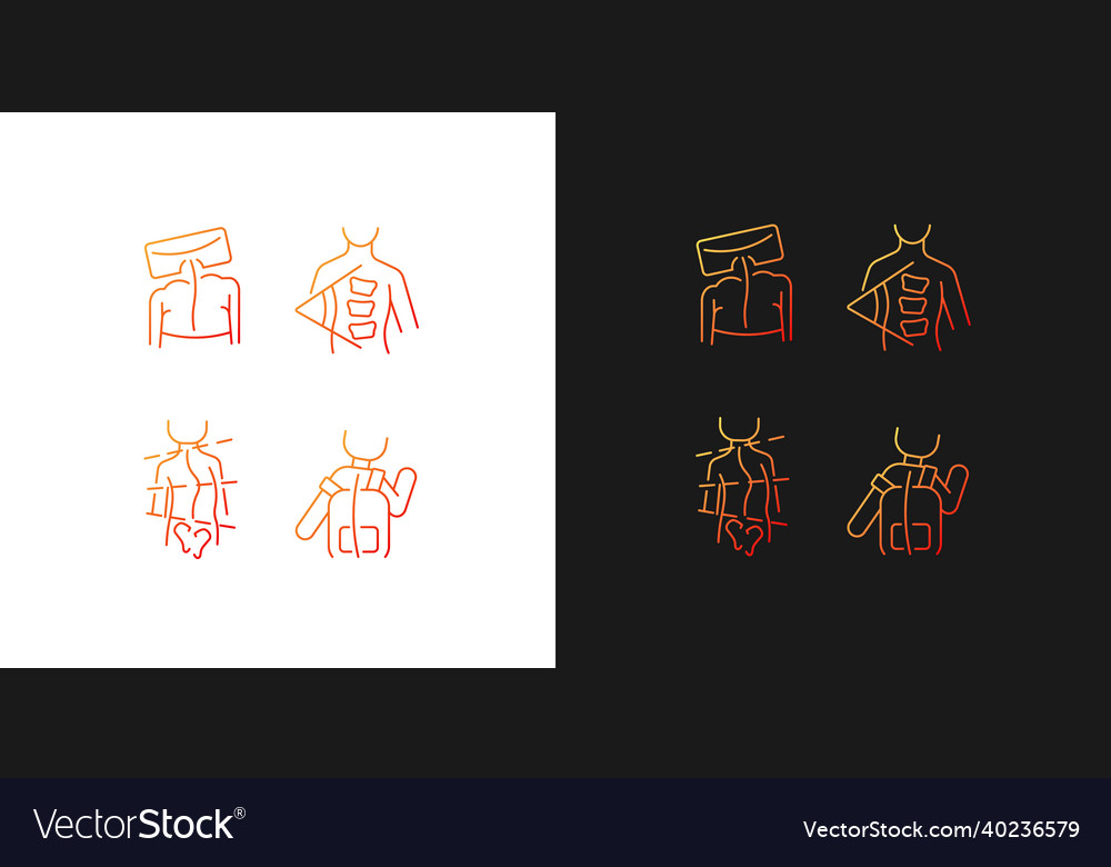 Spine curvature measure gradient icons set