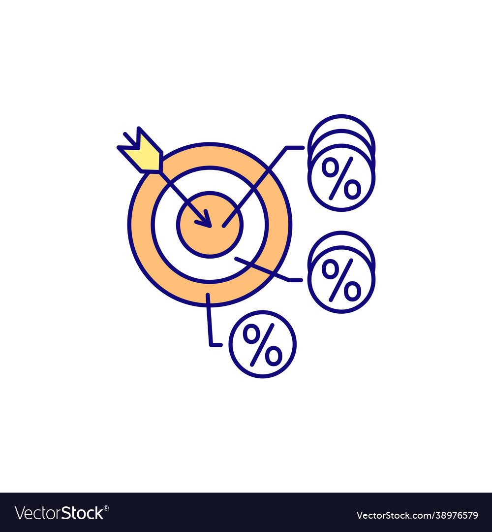 Target with arrow rgb color icon vector image Target with arrow rgb color icon