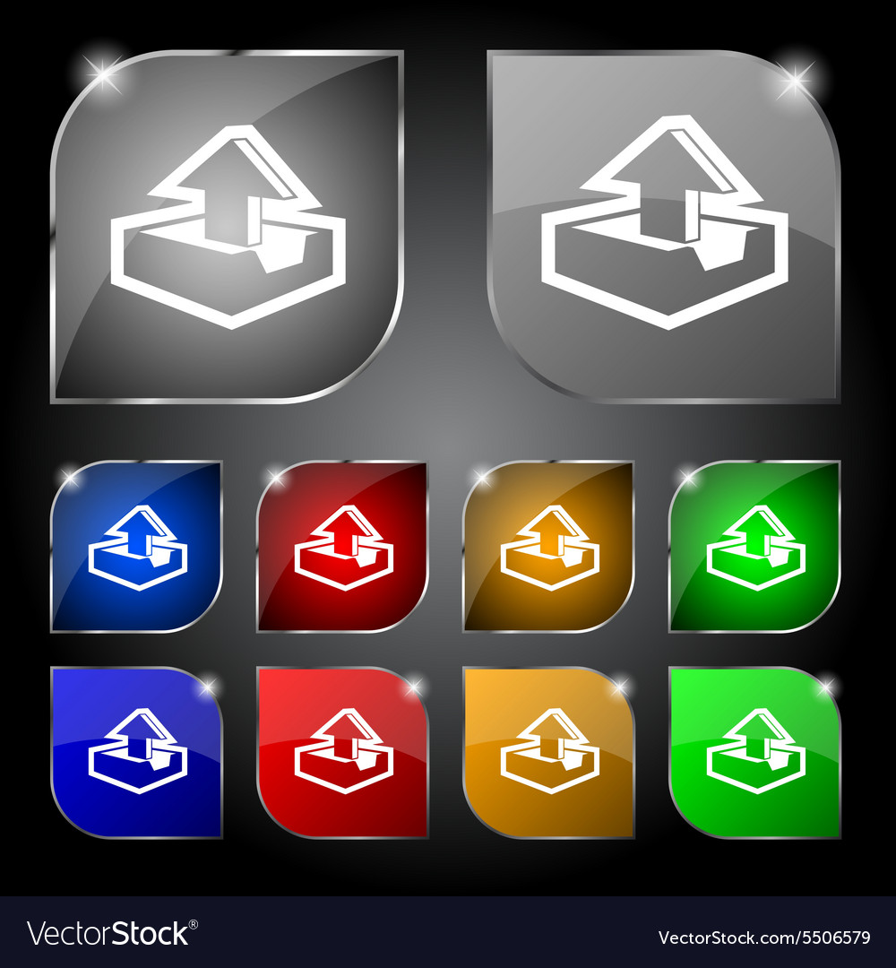Upload icon sign set ten colorful buttons