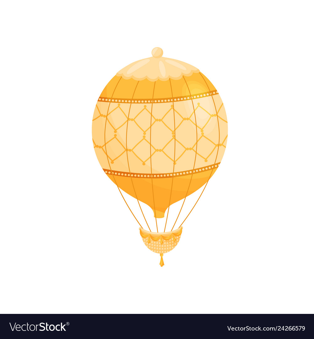 Yellow hot air balloon flat Royalty Free Vector Image