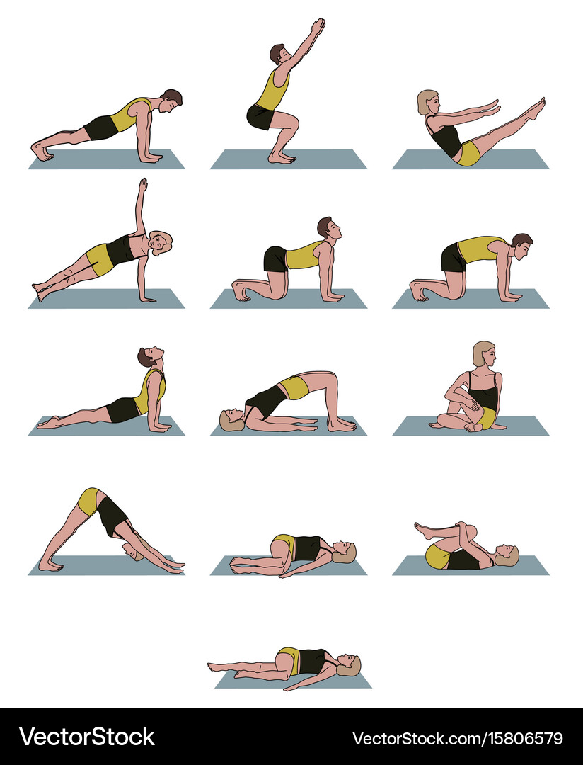 Yoga poses Royalty Free Vector Image - VectorStock