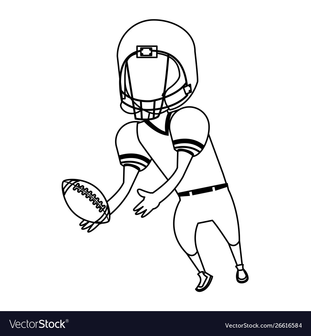 American football sport game cartoon in black