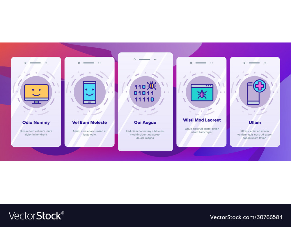 Antivirus program onboarding icons set