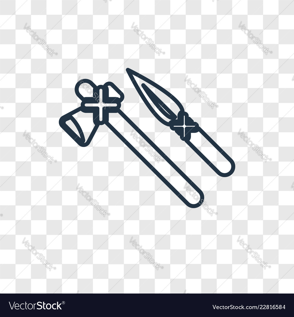 Axe concept linear icon isolated on transparent vector image Axe concept linear icon isolated on transparent