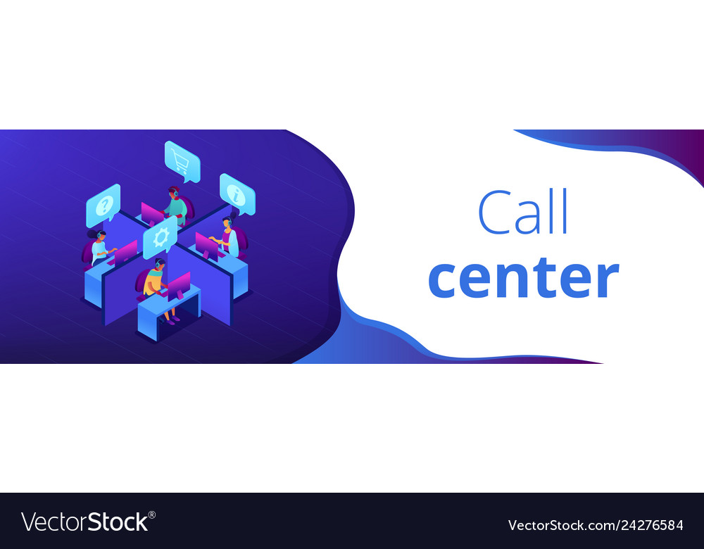 Call center isometric 3d banner header