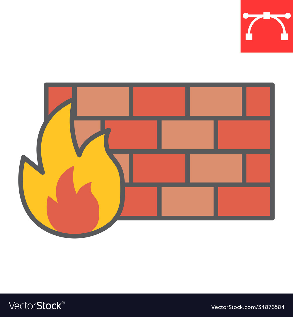 Firewall color line icon security and protection