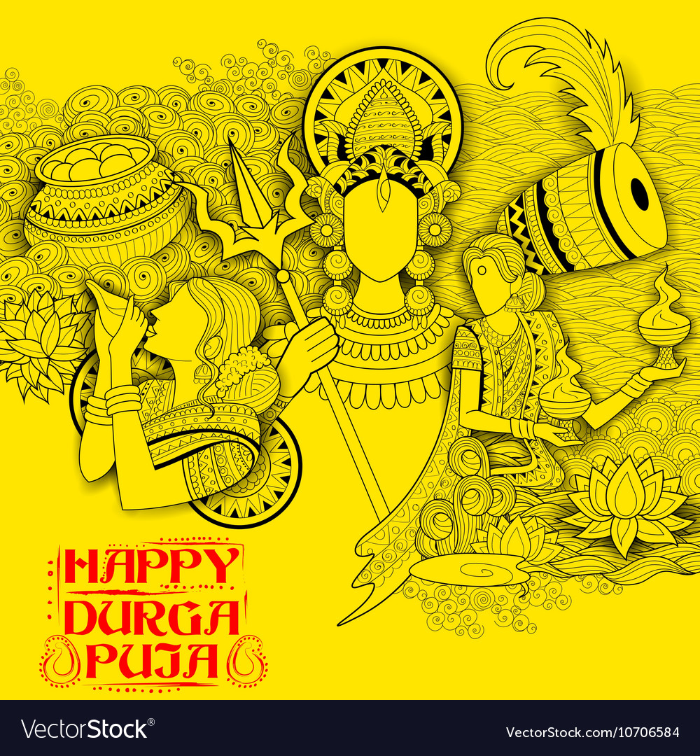 Goddess durga in subho bijoya happy dussehra