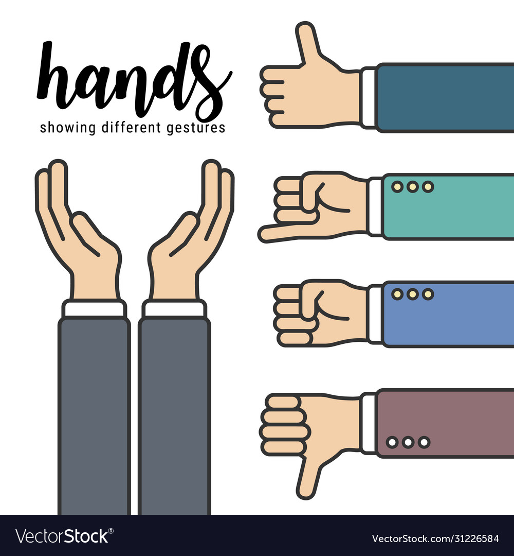 Hands showing different gestures for designer