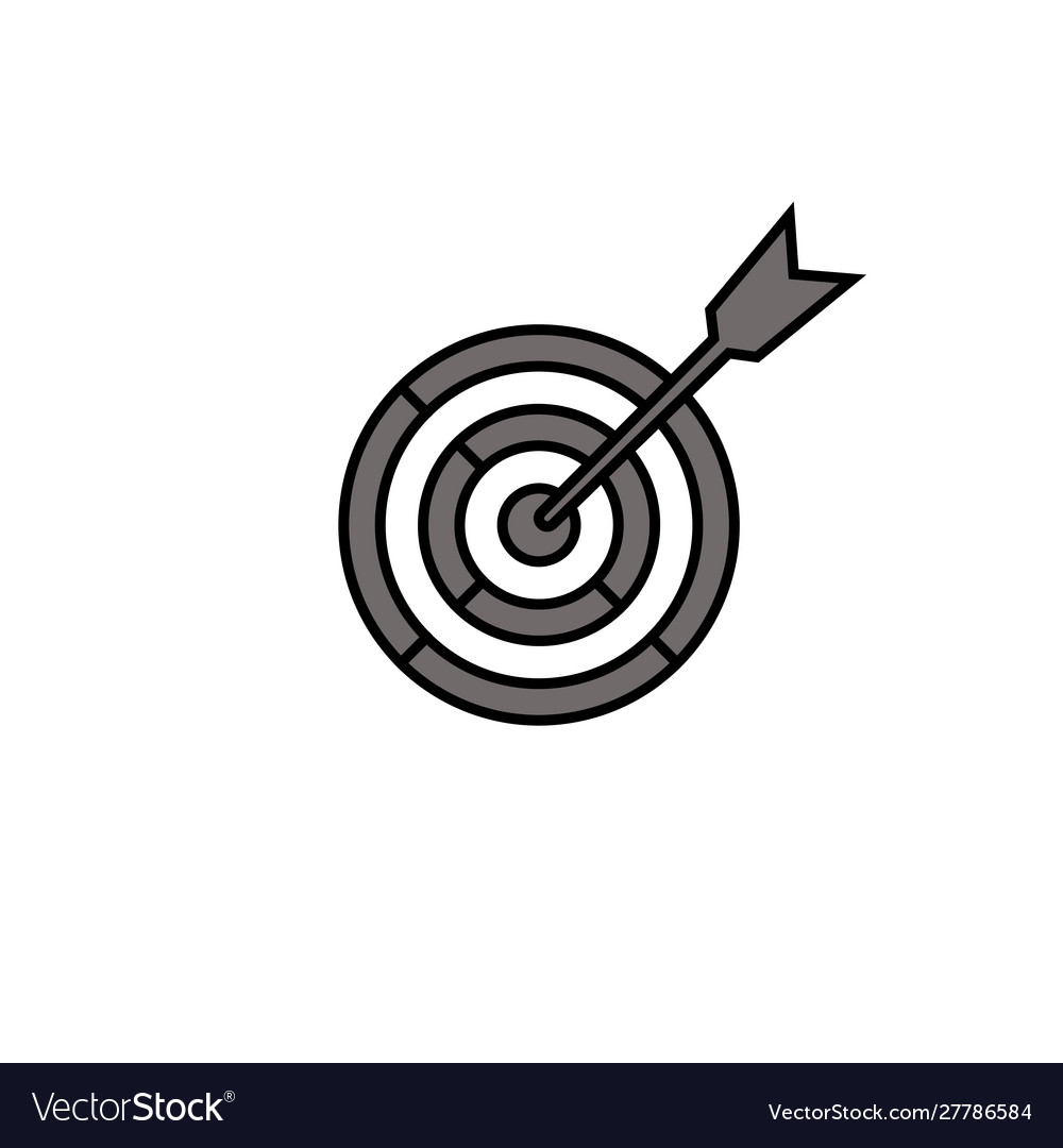 Icon flat target with dart in black stock