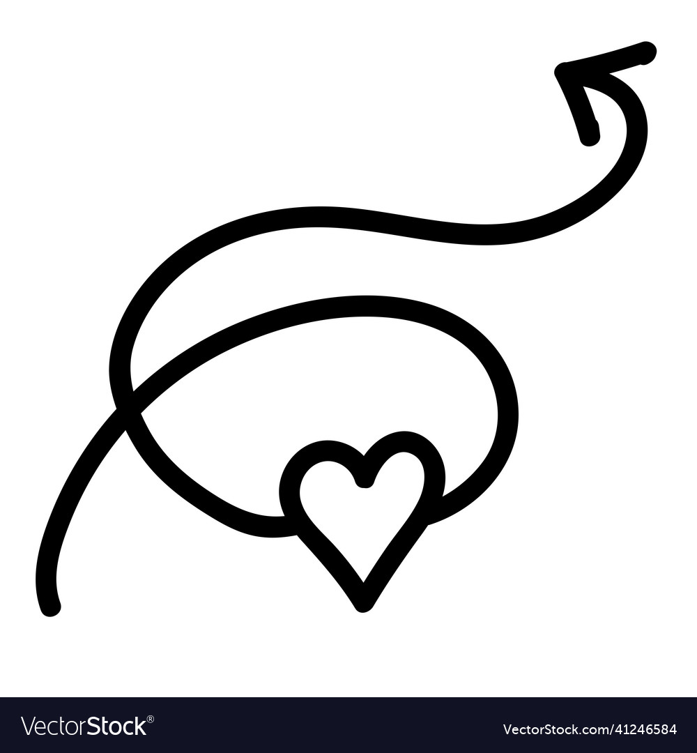Linear doodle arrow with heart love pointer Vector Image Linear doodle arrow with heart love pointer