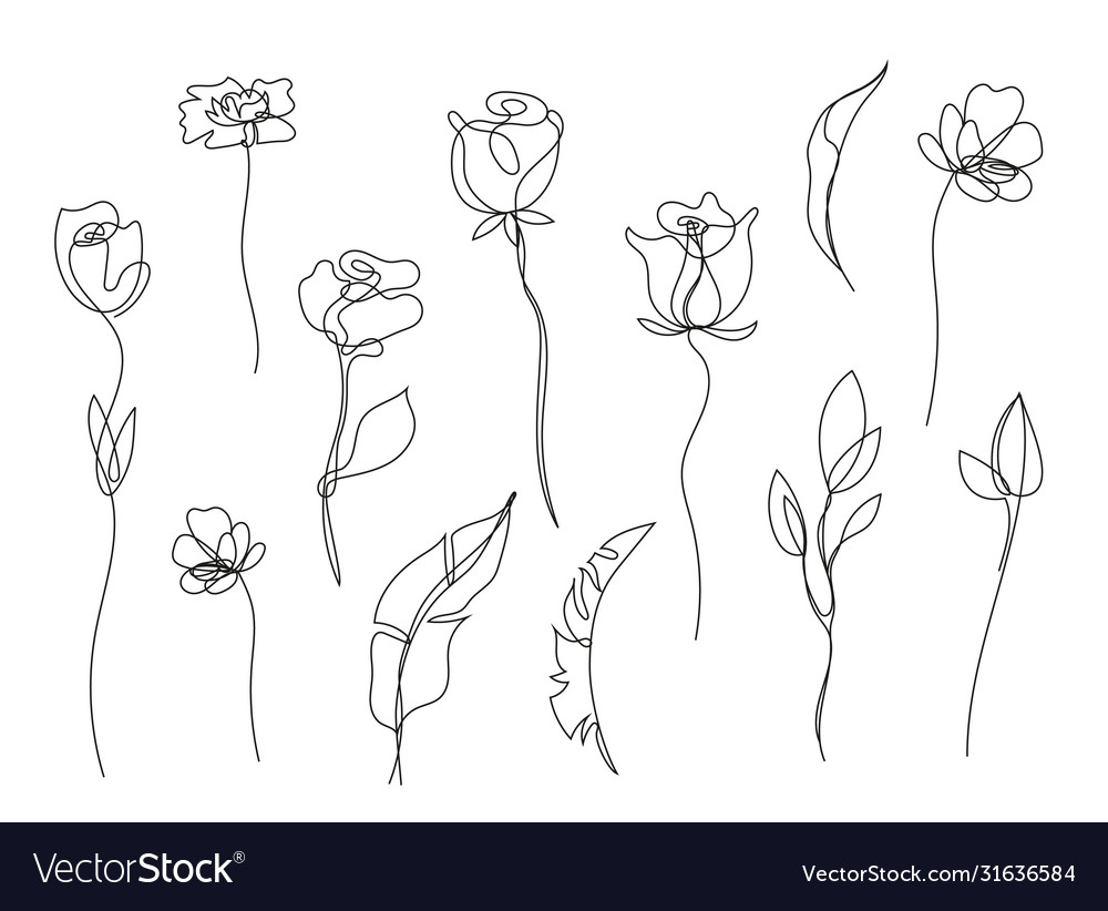 Set Hand Drawn Single Continuous Line Royalty Free Vector Set Hand Drawn Single Continuous Line Royalty Free Vector