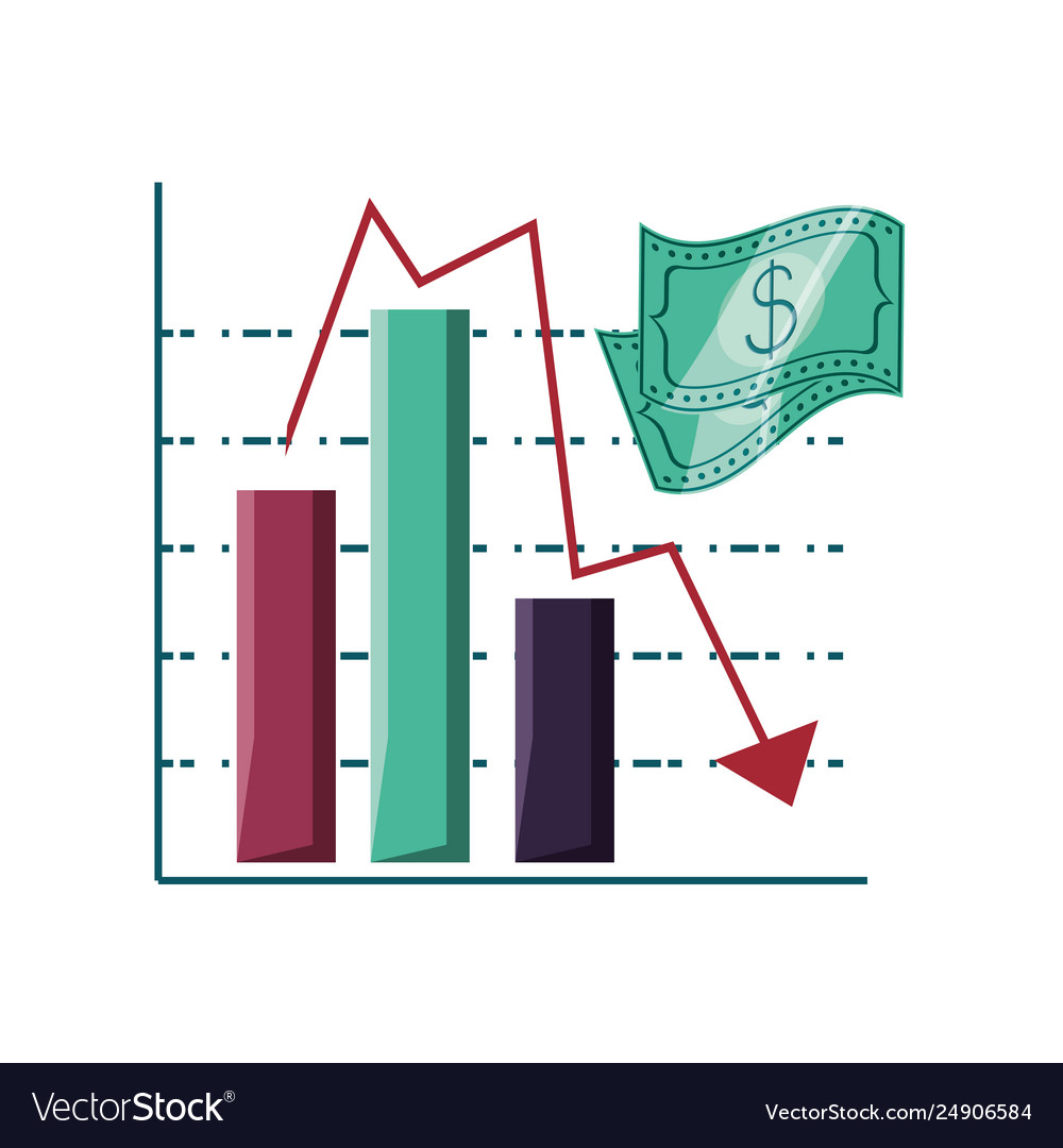 Statistical graphics in bars with arrow down