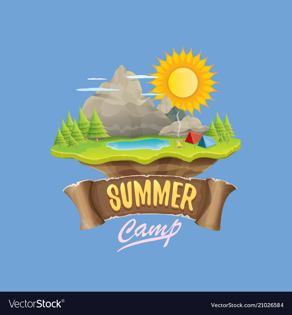 Download Summer camp kids logo concept with Royalty Free Vector Image