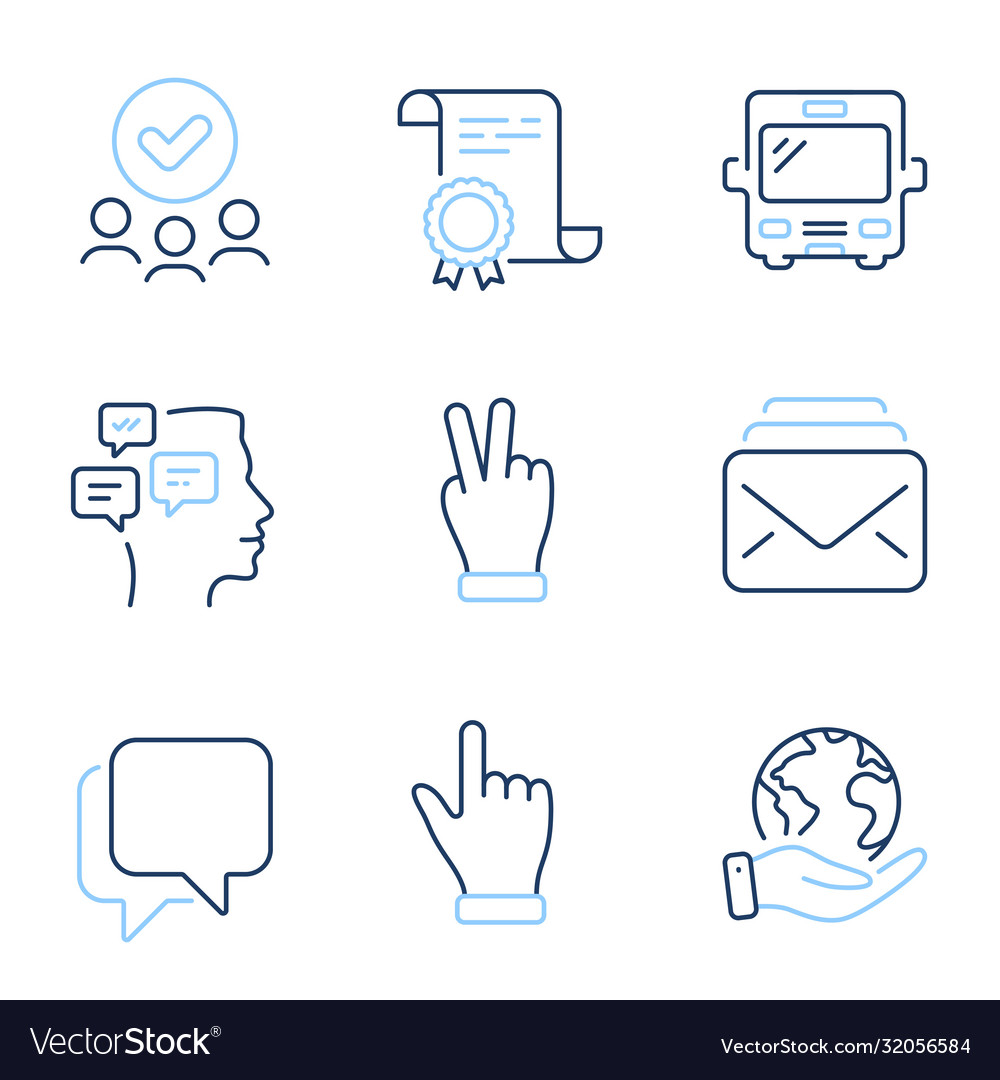 Talk bubble messages and click hand icons set