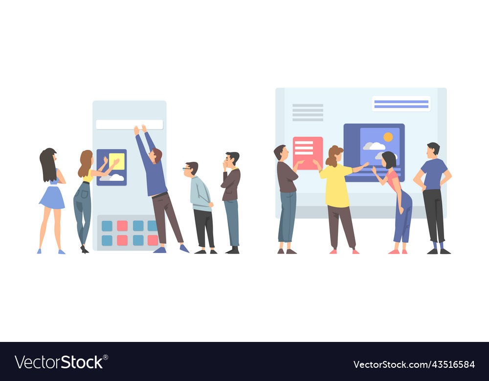 Ux or user experience designer creating product vector image Ux or user experience designer creating product