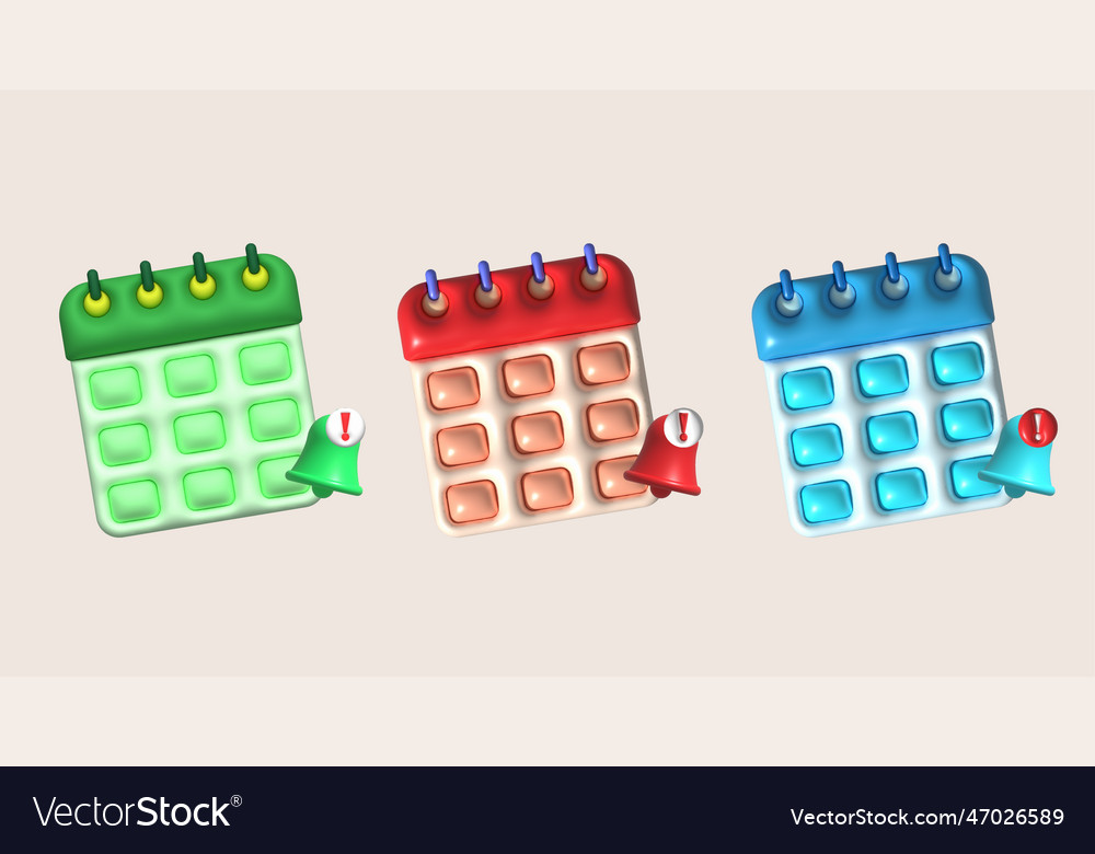 3d calendar notification on the scheduled date vector image 3d calendar notification on the scheduled date