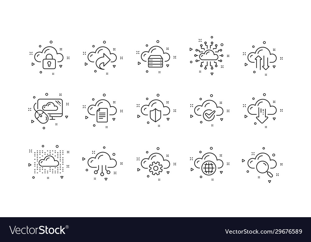 Computer cloud icons hosting computing data vector image Computer cloud icons hosting computing data