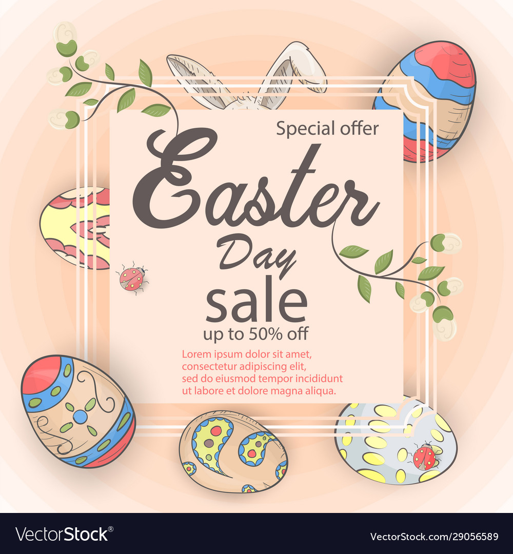 Easter 1 Holiday Banner With An Inscription For Vector Image
