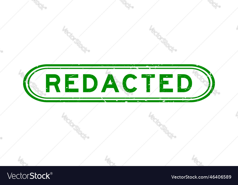 Grunge green redacted word rubber seal stamp