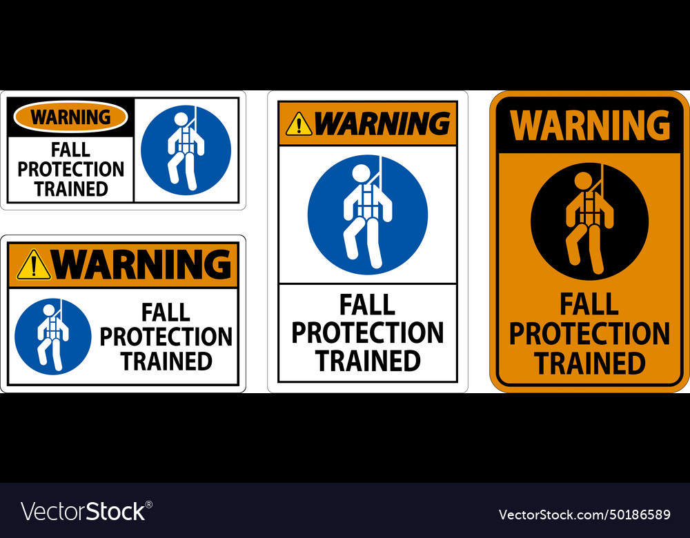 Hard hat decals warning fall protection trained Vector Image