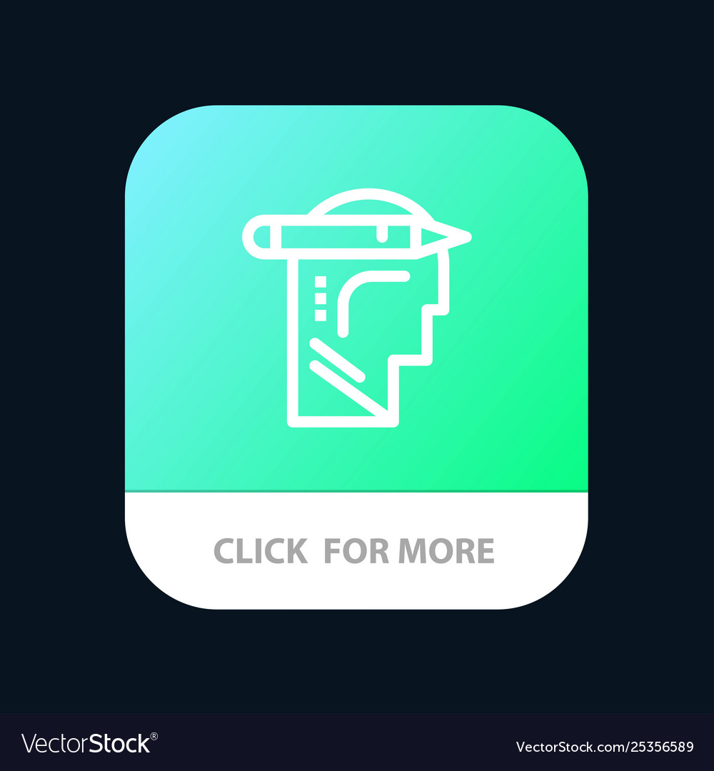 Head mind thinking write mobile app button Vector Image Head mind thinking write mobile app button