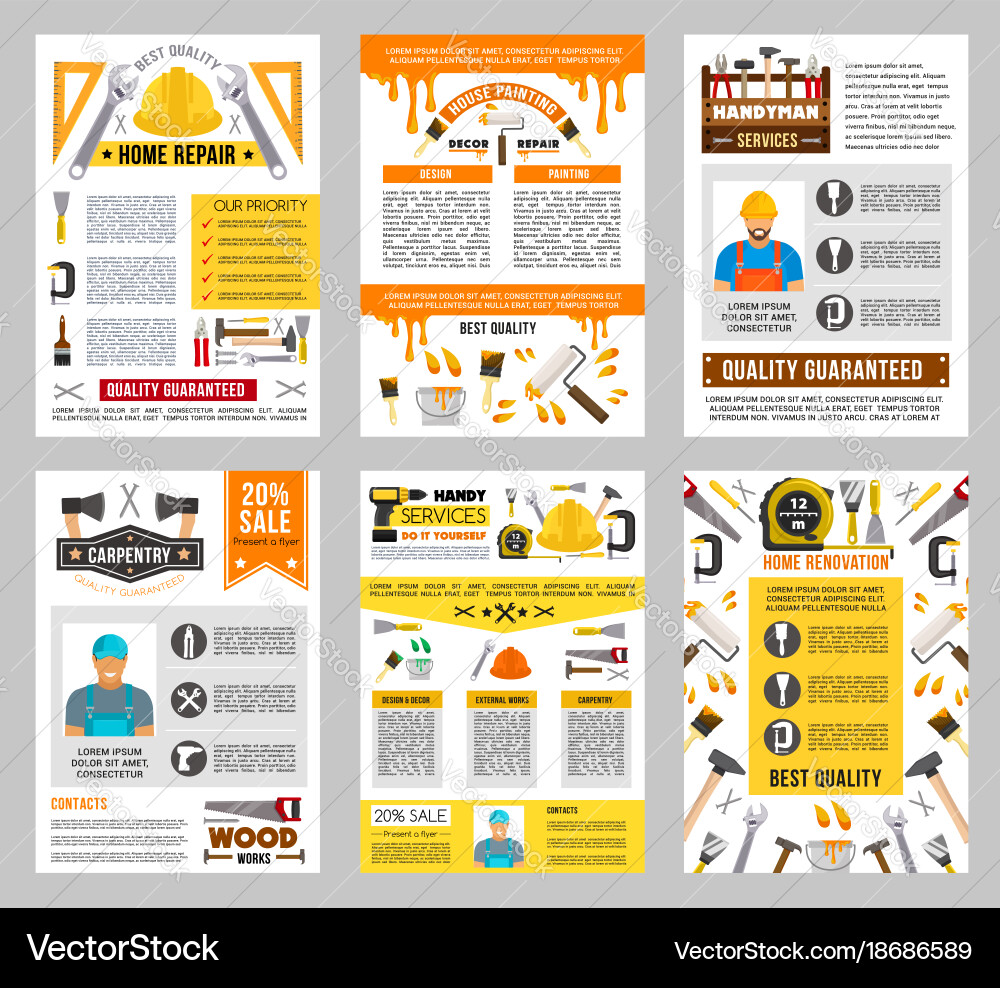 House Repair Tool Banner Set Construction Design Vector Image